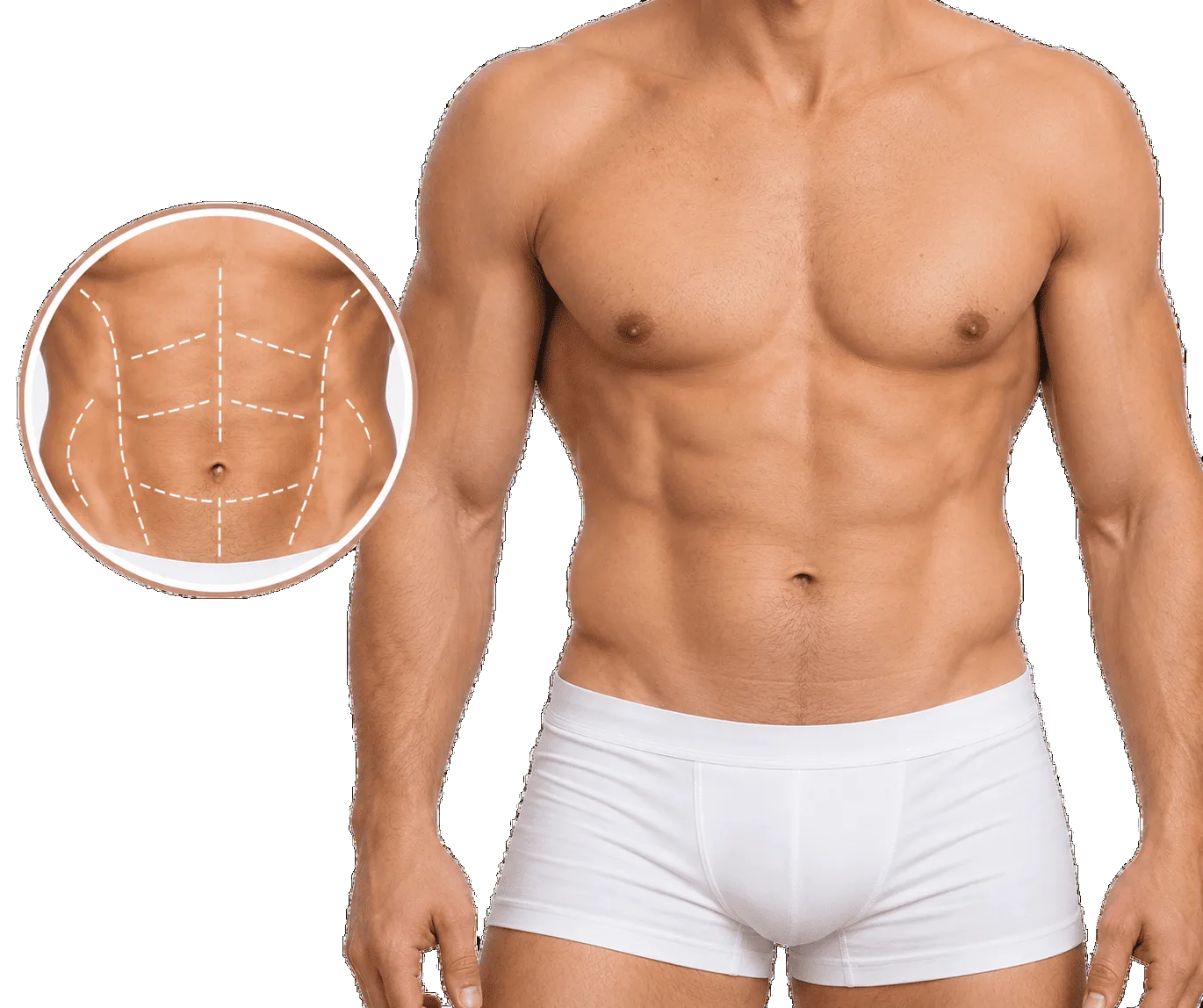 Marcación abdominal para resaltar y definir la musculatura abdominal
